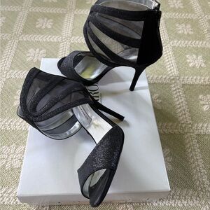 Caparros Black Glitter & Mesh High Heel Sandals